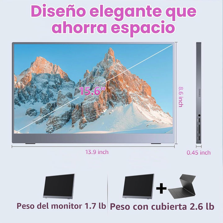 kksmart Monitor portátil de 15.6 pulgadas 1080P FHD 86% sRGB 60Hz,...