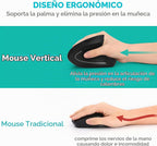 Lekvey Ratón ergonómico vertical inalámbrico recargable USB-C, negro