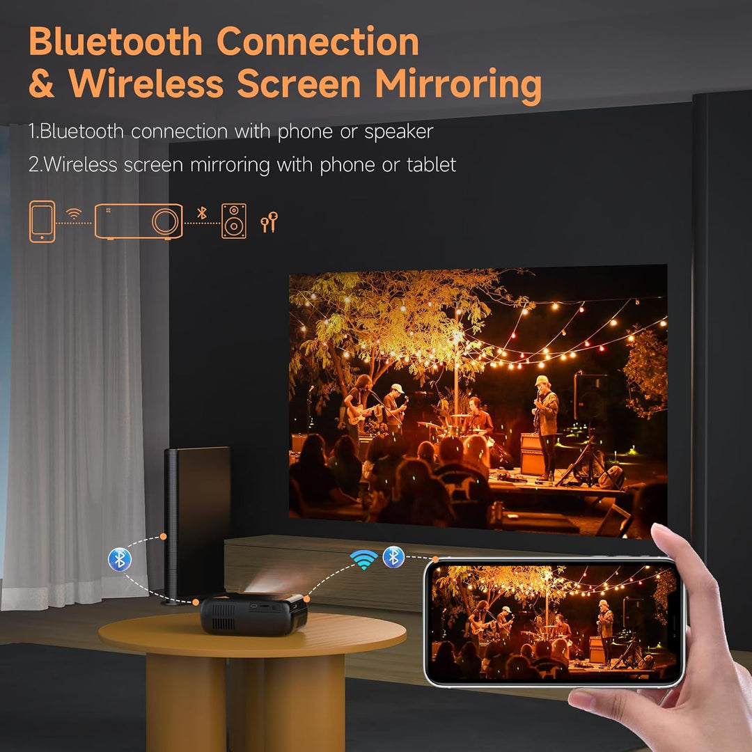 Mini proyector de video con WiFi Bluetooth, proyector de película p...
