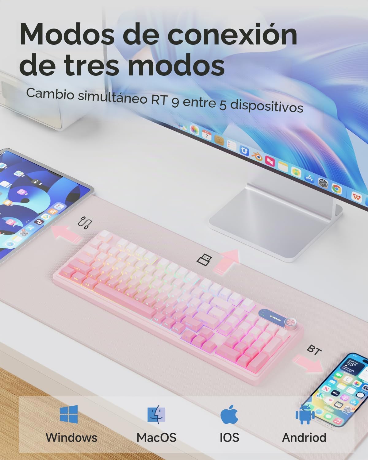 EWEADN V102 Teclados inalámbricos, teclado para juegos de 98 teclas...