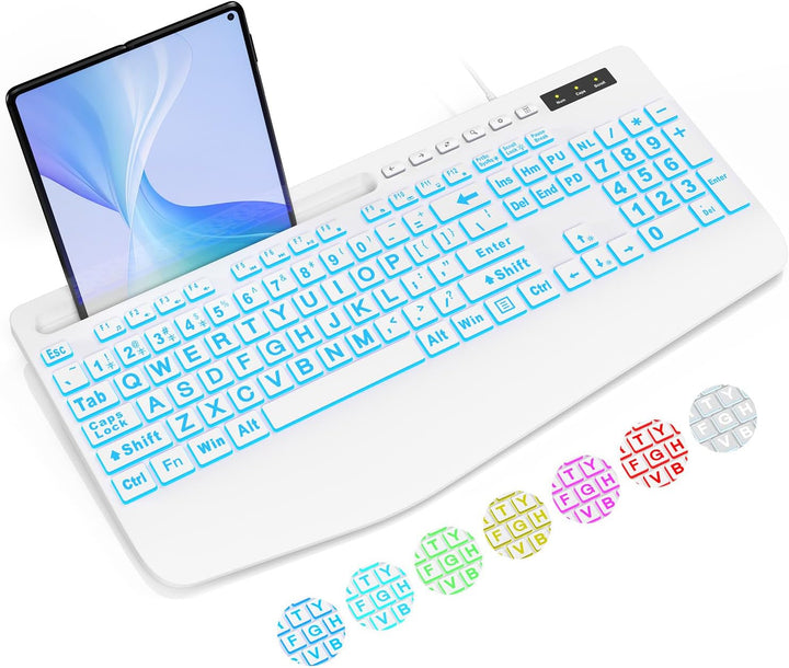 SABLUTE Large Print Backlit Computer Keyboards, Wired Lighted USB K...