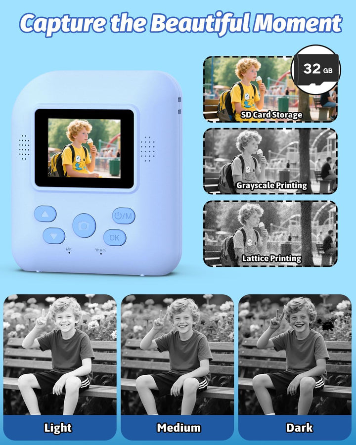 Teslahero Cámara para niños con impresión instantánea de fotos, cám...
