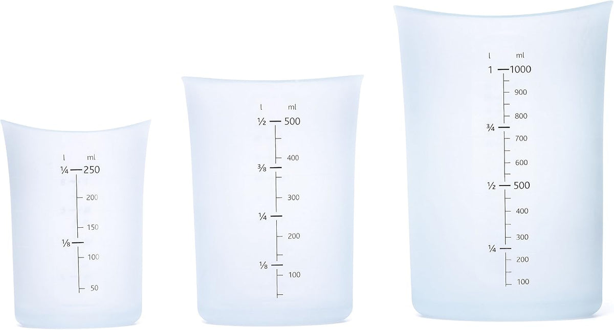 iSi North America - Juego de tazas medidoras flexibles de silicona de 3"