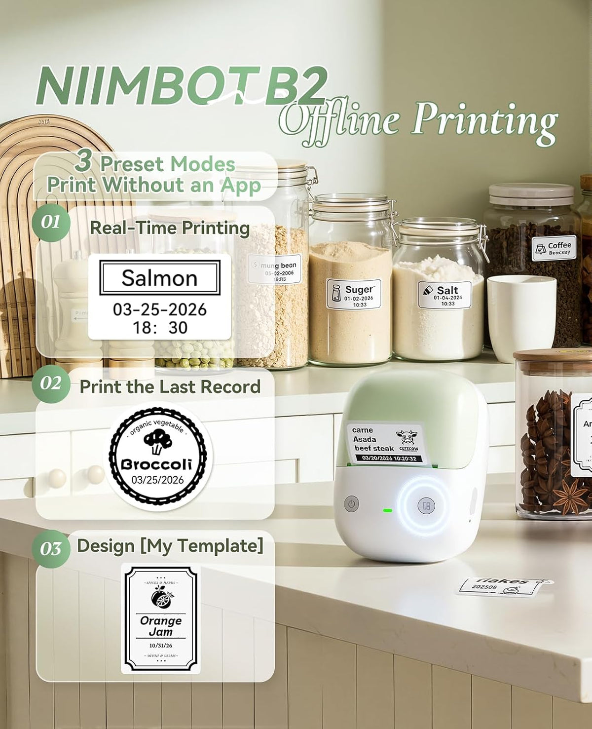NIIMBOT Máquina etiquetadora B2 con cinta para oficina en casa, verde y