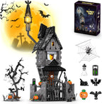 Juego de construcción de mansión embrujada de Halloween 2026, juego de bloques de construcción de casa embrujada antes de Navidad, calabazas que brillan en la oscuridad y fantasmas esqueléticos