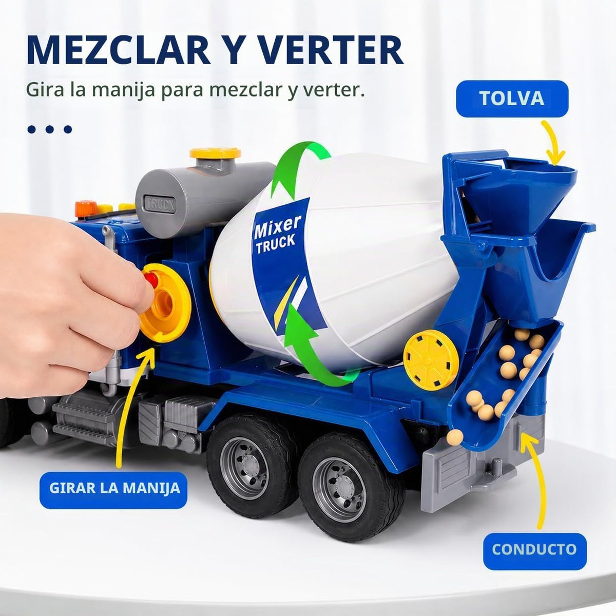 14" juguete grande azul del camión del mezclador del cemento, camión del