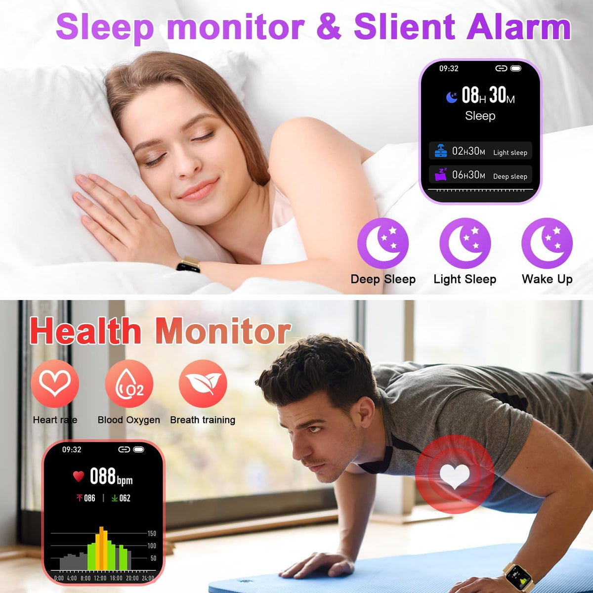 Reloj inteligente para mujer con rastreador de fitness: relojes inteligentes dorados para mujer, relojes digitales para hombre, hacer/responder llamada, impermeable, reloj inteligente para correr