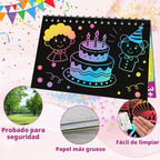 HXDOGSP Scratch Art para niños: paquete de 32 recuerdos de fiesta de papel para rascar arco iris, cuaderno de manualidades adecuado para regalos de cumpleaños, kit de manualidades escolares, premios