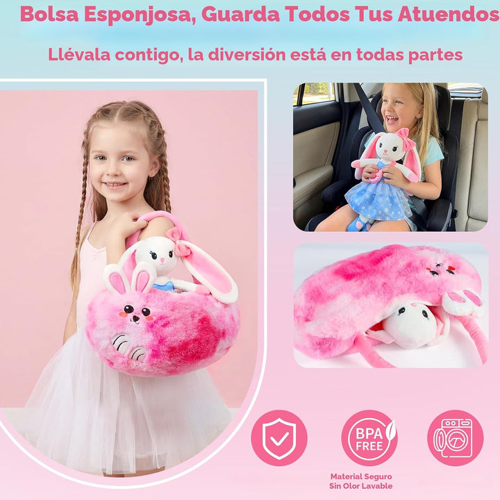 Muñeca bailarina de peluche para niñas de 3 a 8 años, conejito de p...