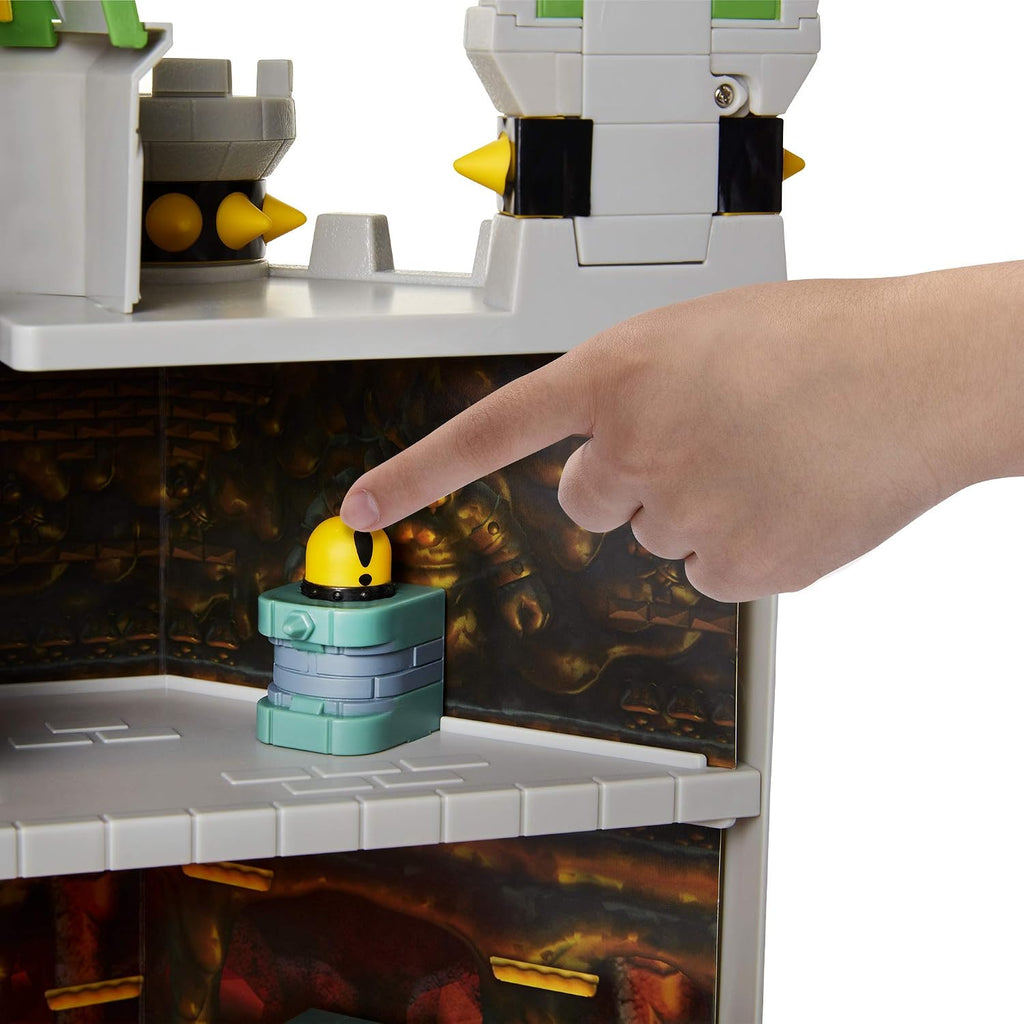Super Mario Nintendo Set de juego Deluxe del castillo de Bowser con figura de acción articulada exclusiva de Bowser de 6.35 cm, set de juego interactivo con sonidos auténticos del juego