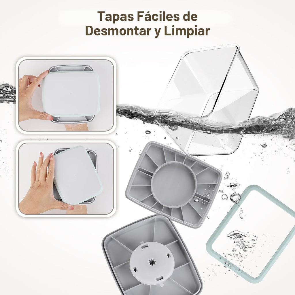 Juego de recipientes herméticos Pop para almacenamiento de alimentos con tapas, 6 piezas apilables con apertura de un botón, recipientes para alimentos para organización y almacenamiento de despensa