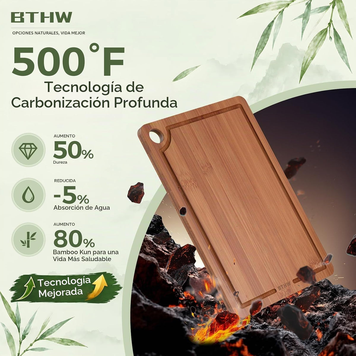 Tabla de cortar de bambú de 3 piezas, juego de tablas de cortar de madera