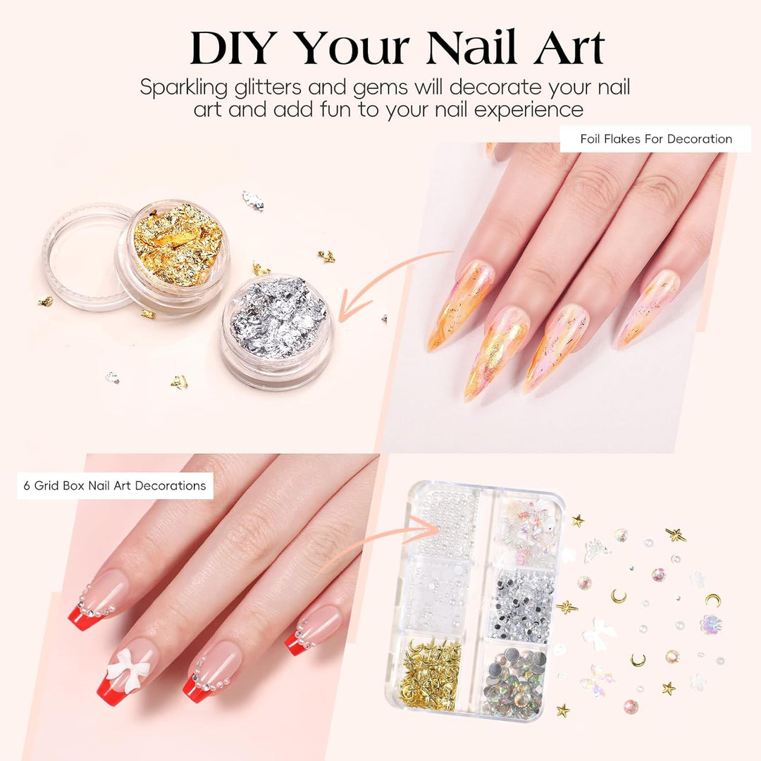 COSCELIA Juego de 67 piezas de esmalte de uñas de gel con luz UV, 2...