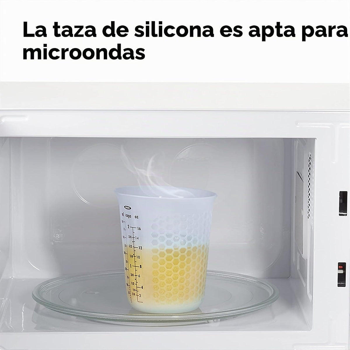 1 taza de medir de silicón para exprimir y verter, con patrón Stay-Cool, de la marca Oxo Good Grips, Juego de 3 piezas, Azul