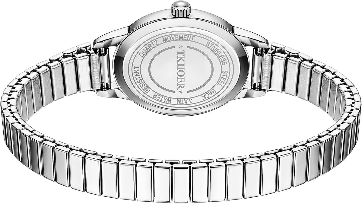 Relojes pequeños de oro para mujer, reloj analógico de esfera fácil de leer, caja ovalada, banda de expansión de acero inoxidable, reloj impermeable