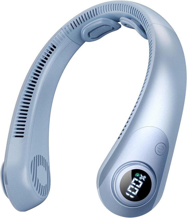 Ventilador de cuello portátil que sopla aire frío, pantalla LED, ve...