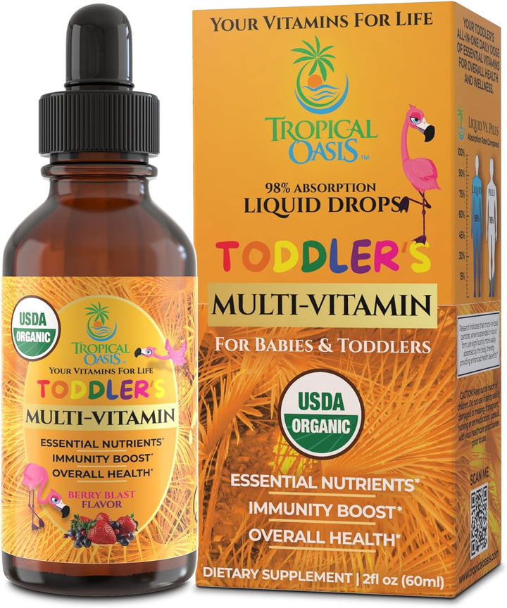 Tropical Oasis - Multivitamínico líquido orgánico para niños certif...