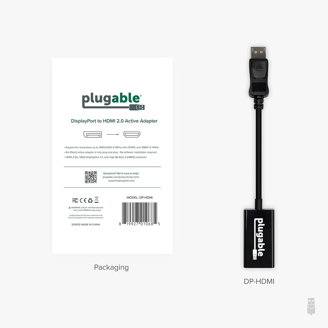Adaptador activo Plugable DisplayPort a HDMI