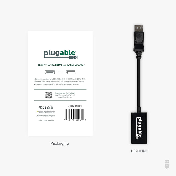 Adaptador activo Plugable DisplayPort a HDMI