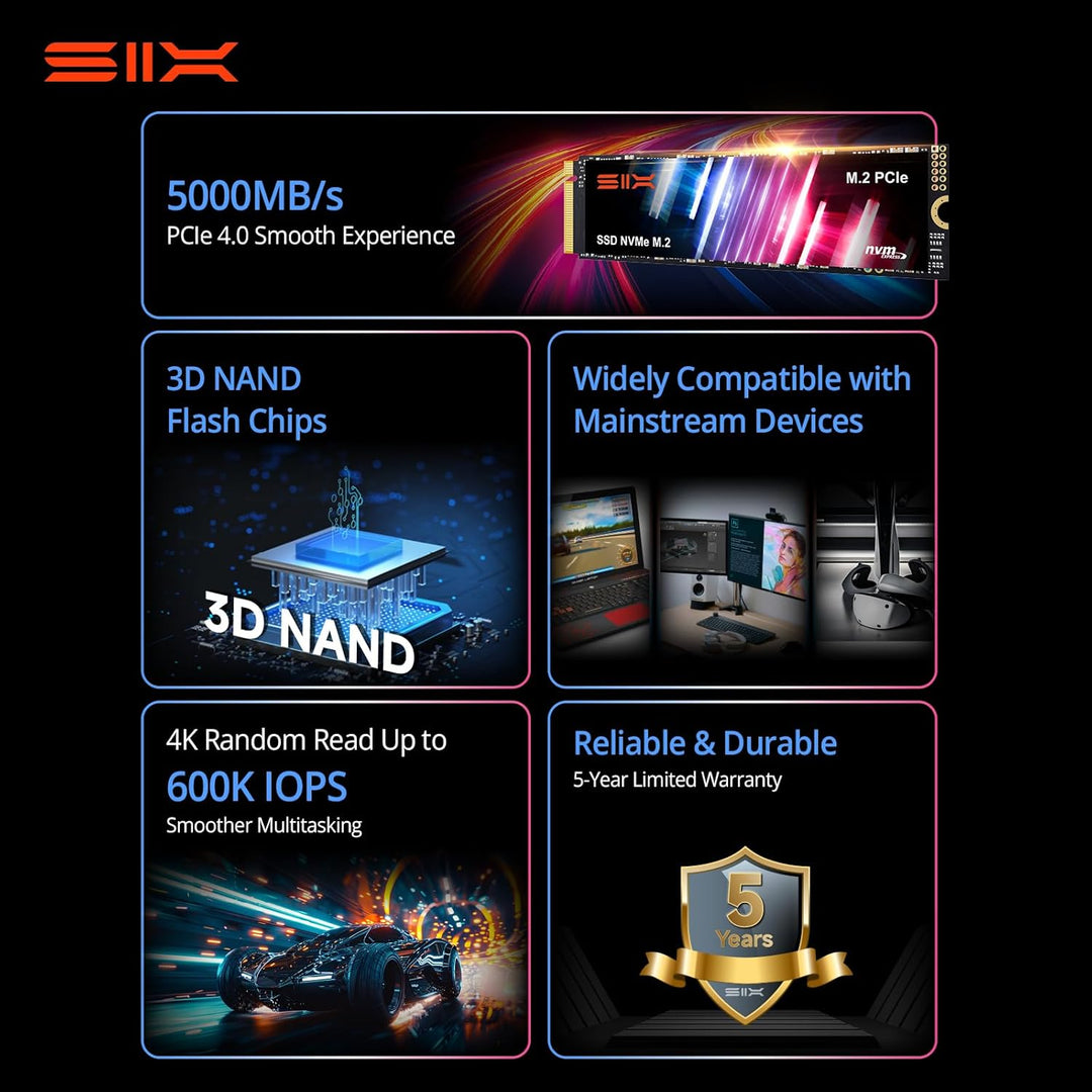 SIX NVME X5000 PRO M.2 SSD PCIe 4.0-1TB m.2 2280 ssd, lectura hasta...