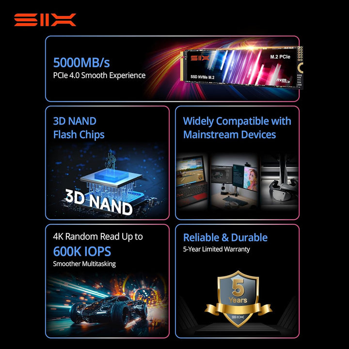 SIX NVME X5000 PRO M.2 SSD PCIe 4.0-1TB m.2 2280 ssd, lectura hasta...