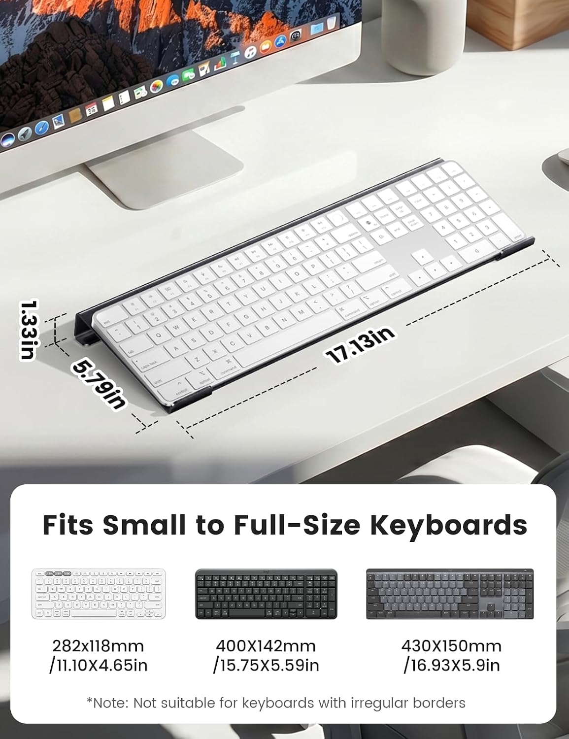 Vaydeer Soporte de teclado de metal para escritorio, elevador de teclado