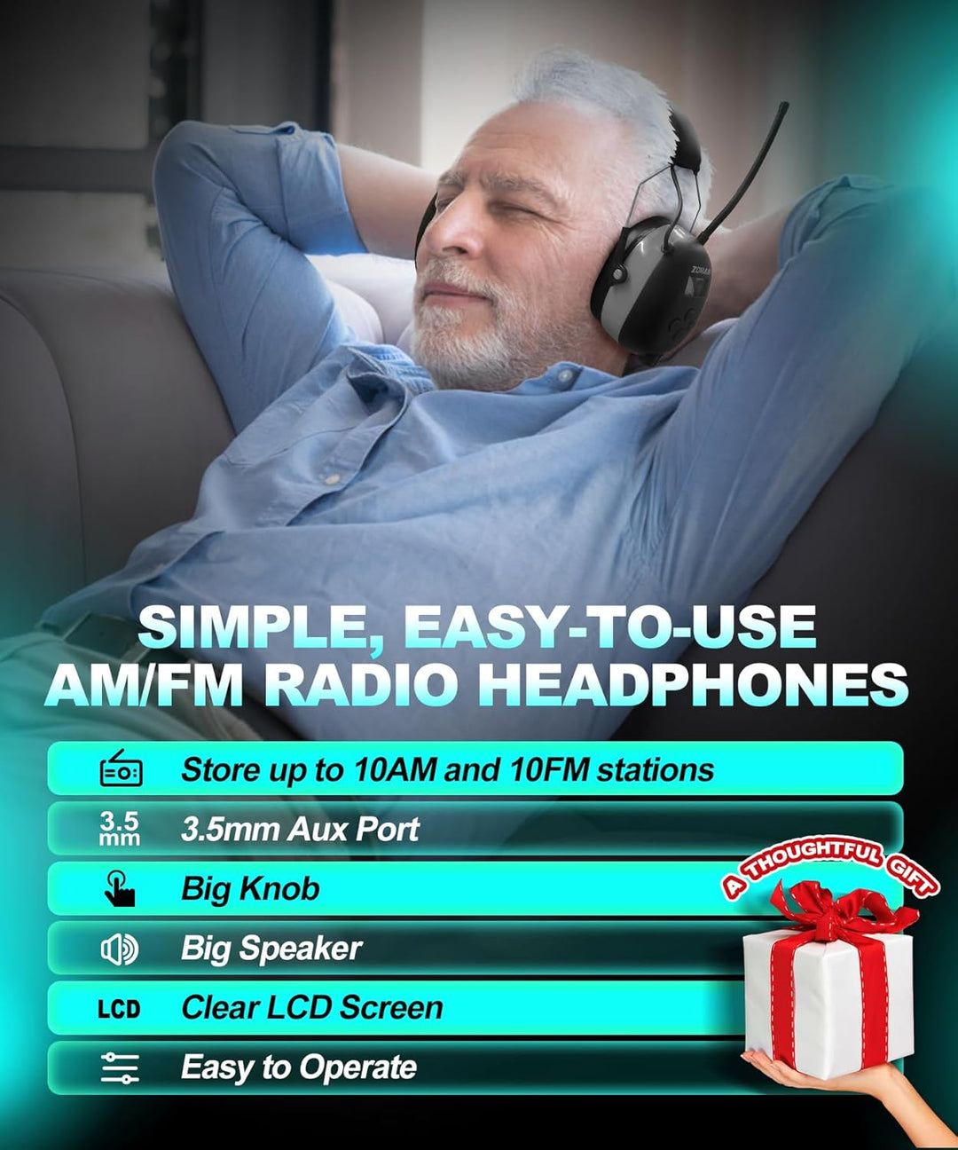 ZOHAN AM\/FM Radio Headphone with Digital Display,Ear Protection No...