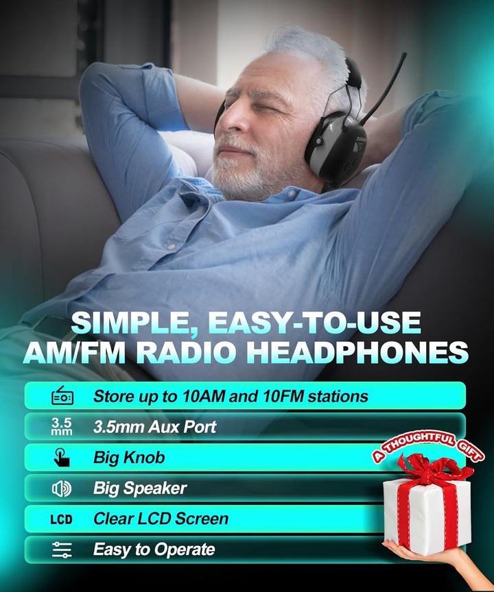 ZOHAN AM\/FM Radio Headphone with Digital Display,Ear Protection No...