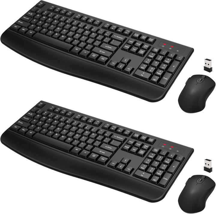 Combo de teclado y mouse inalámbricos de tamaño completo 2.4GHz con...