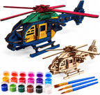 Rompecabezas de madera pintable del helicóptero 3D para los adultos