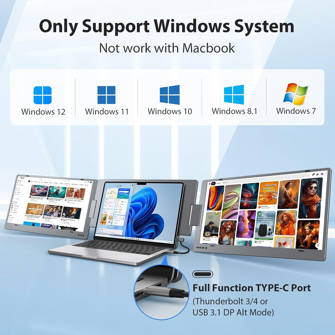 KYY - Extensor de pantalla para computadora portátil, monitor tripl...