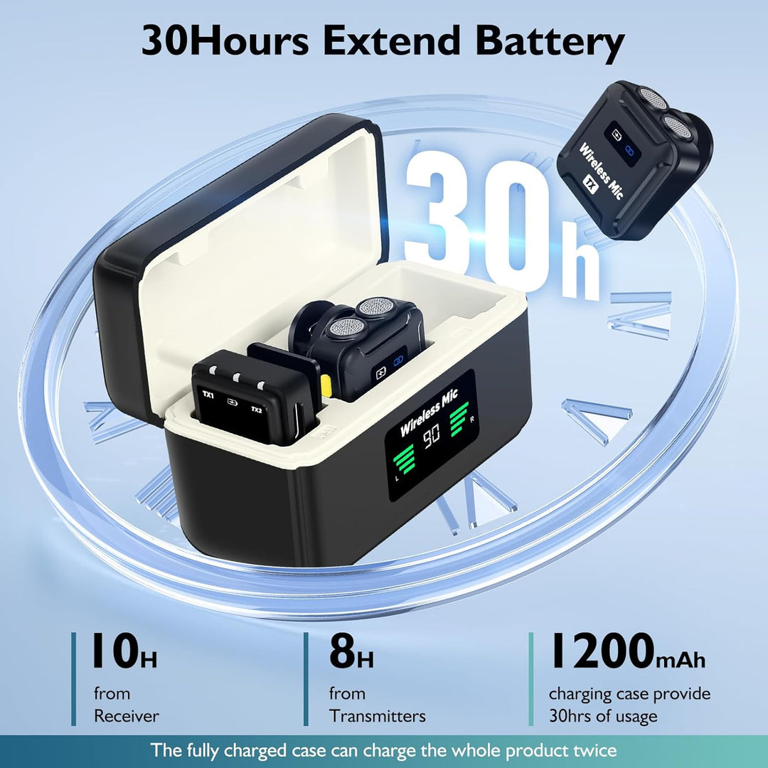 Ecomxia Micrófono Lavalier inalámbrico (2 TX + 1RX + estuche de car...
