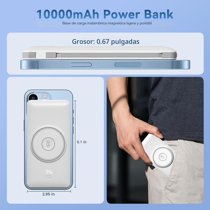 Cargador portátil magnético de 10000 mAh para iWatch e iPhone, banc...