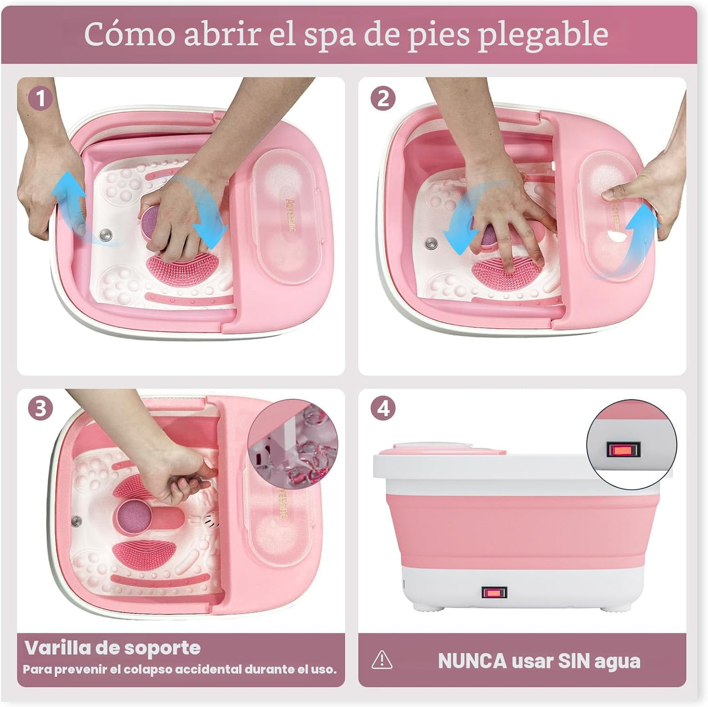 Aqvesane Masajeador de baño plegable para pies con calor, control r...
