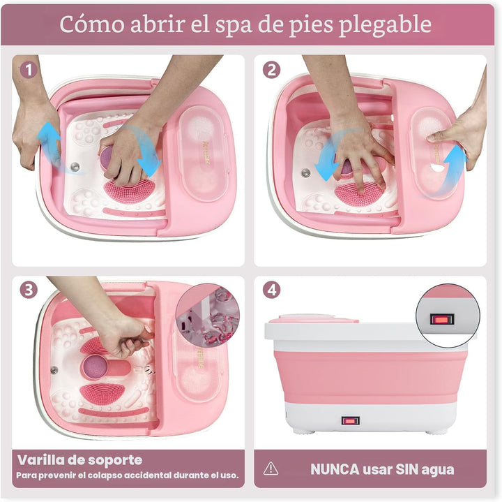 Aqvesane Masajeador de baño plegable para pies con calor, control r...