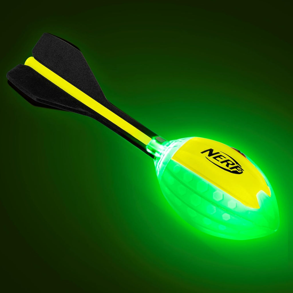 Nerf Lightstrike Vortex Balón de espuma - Balón LED de vórtice suave que cambia de color para lanzamientos de larga distancia - Activado por impacto - Baterías incluidas