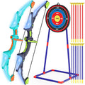 Kmuxilal Set de Arco y Flecha para Niños 2 Pack con Luces LED, 14 Flechas con Ventosa y Diana de Pie Fluorescente - Juego de Tiro con Arco Perfecto para Interior y Exterior, Juguete Regalo para Niños de 4 5 6 7 8-12 Años