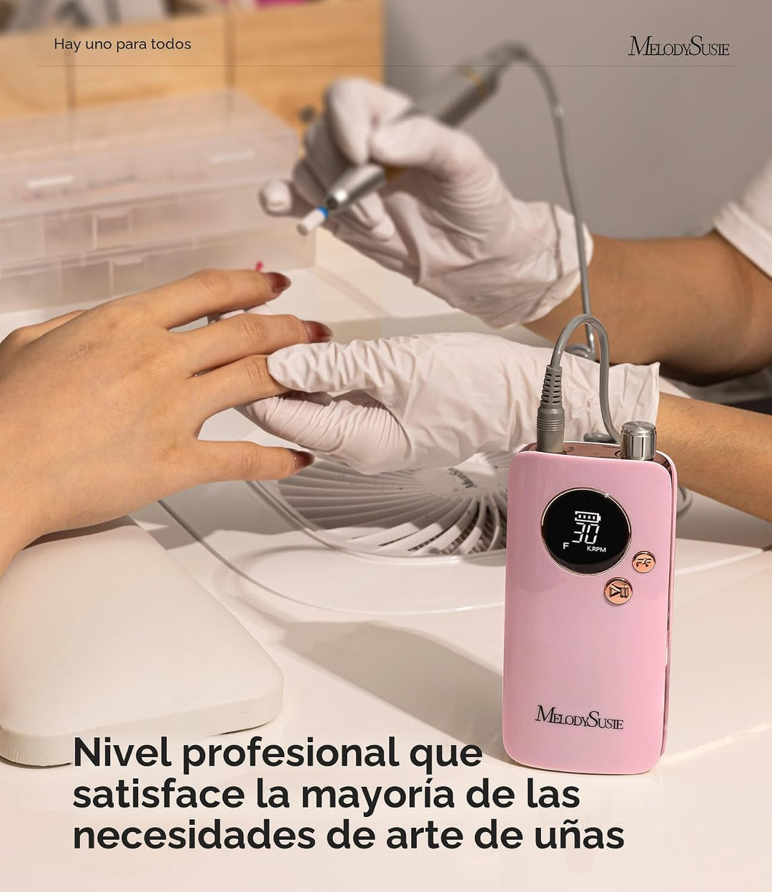 MelodySusie Taladro de uñas recargable con clip de nivel de entrada...