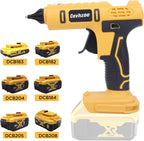 Pistola de pegamento caliente inalámbrica para batería DeWalt de iones de litio de 20 V con 20 barras de pegamento de 0.43 pulgadas y boquilla de cobre aislada, kit de tamaño completo (solo