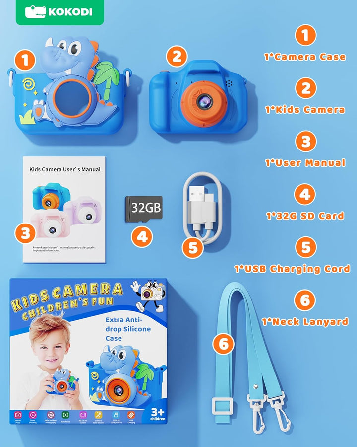 KOKODI Cámara digital de juguete para niños, regalos de cumpleaños...