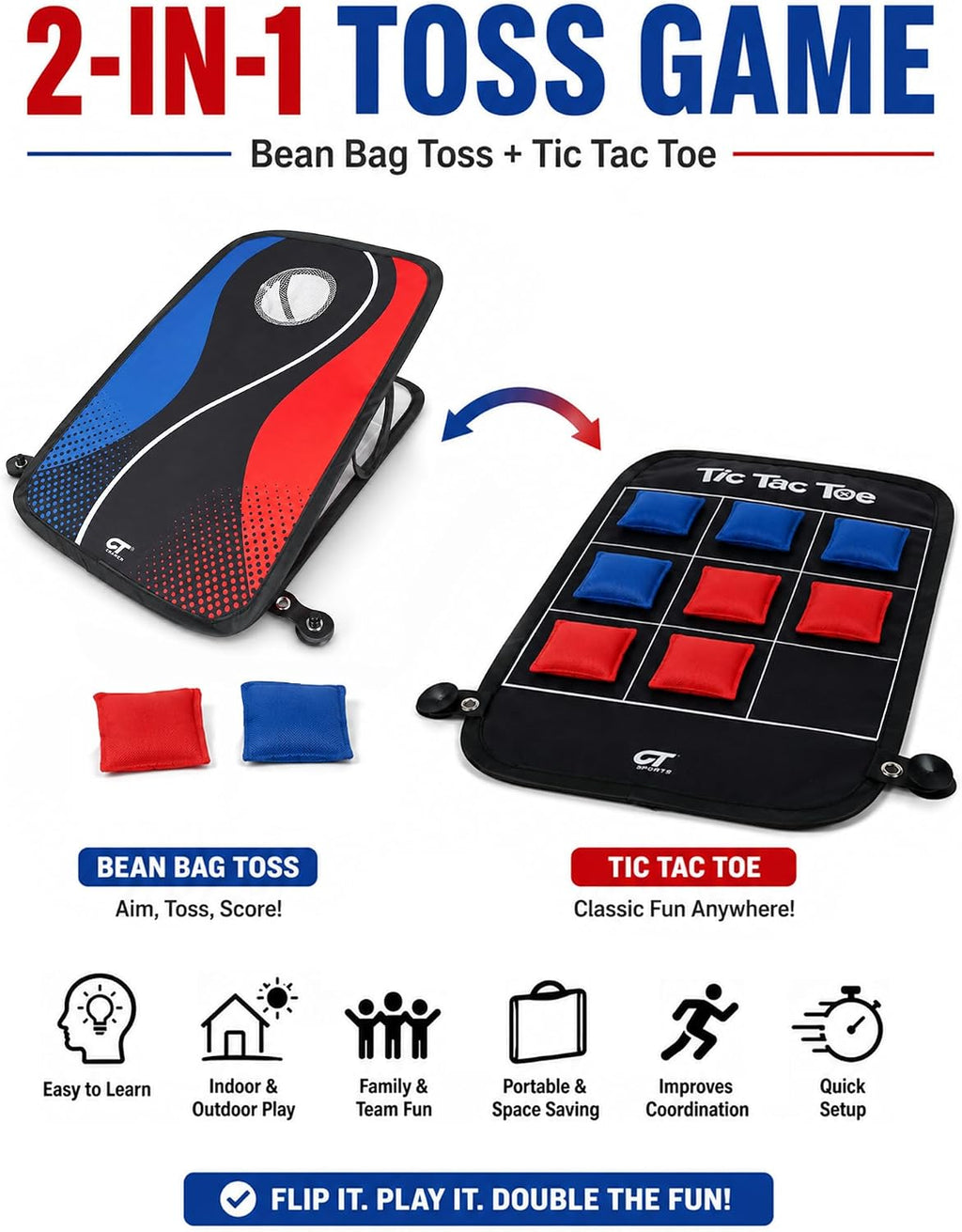 Juego portátil 2 en 1 para lanzar bolsas de frijoles y Tic Tac