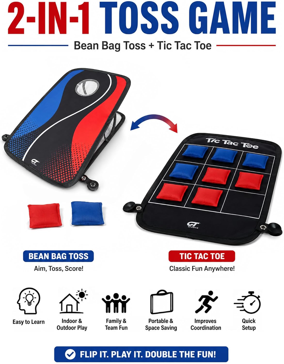 Juego portátil 2 en 1 para lanzar bolsas de frijoles y Tic Tac