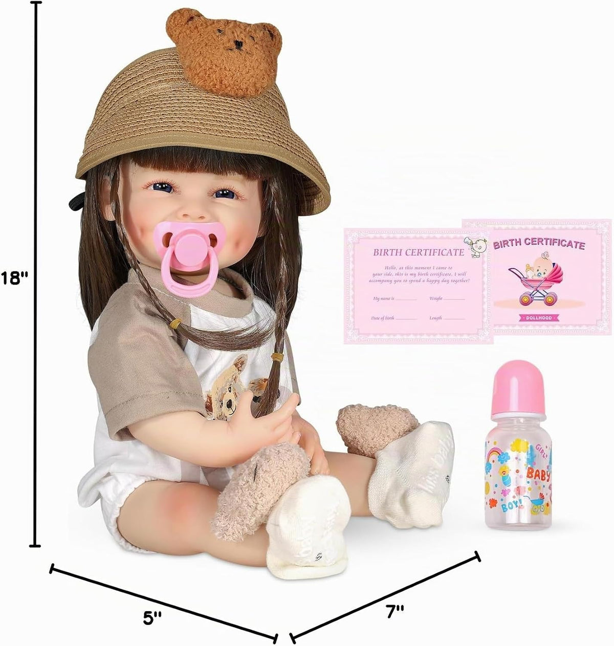 DOLLHOOD Muñecas Reborn Baby – Muñeca realista de silicona de vinilo realista de 18 pulgadas con brazos y piernas movibles completa con accesorios, gran regalo para niños (Noah James)