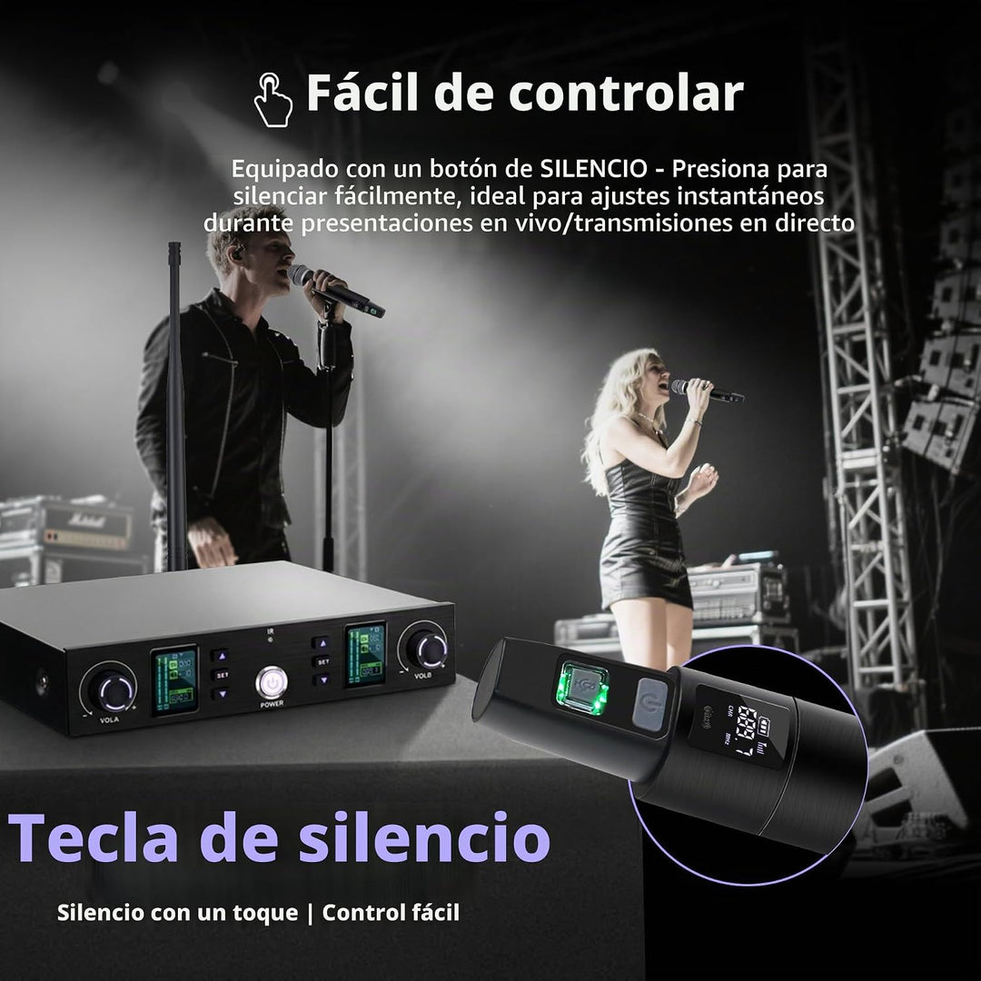 Kelghua Dual UHF Sistema de micrófono inalámbrico portátil de metal...