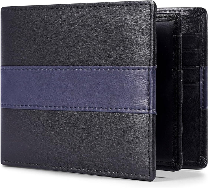 Swallowmall Cartera RFID de cuero genuino para hombre, billetera pl...