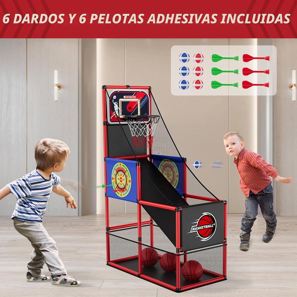 Juego de Baloncesto Arcade con Marcador Electrónico y Dardos