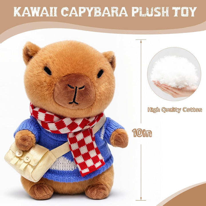 TITQWOP Juguete de peluche Capybara marrón de 10.2 pulgadas con 9 p...