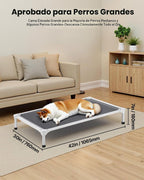 VEVOR Cama elevada para perros a prueba de mordidas, cuna elevada portátil para perro con marco de metal de tubo de aluminio y malla de textileno transpirable, cama hamaca elevada para interiores y exteriores, L, gris