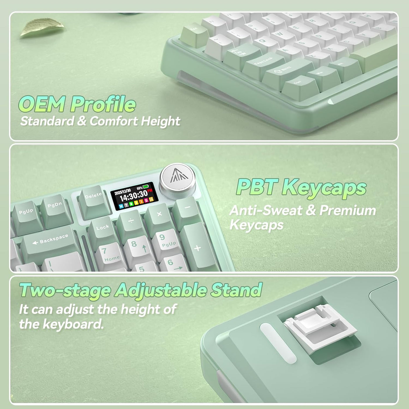 SOLAKAKA Teclado mecánico inalámbrico A99 Pro con BT5.0\/2.4GHz\/US...