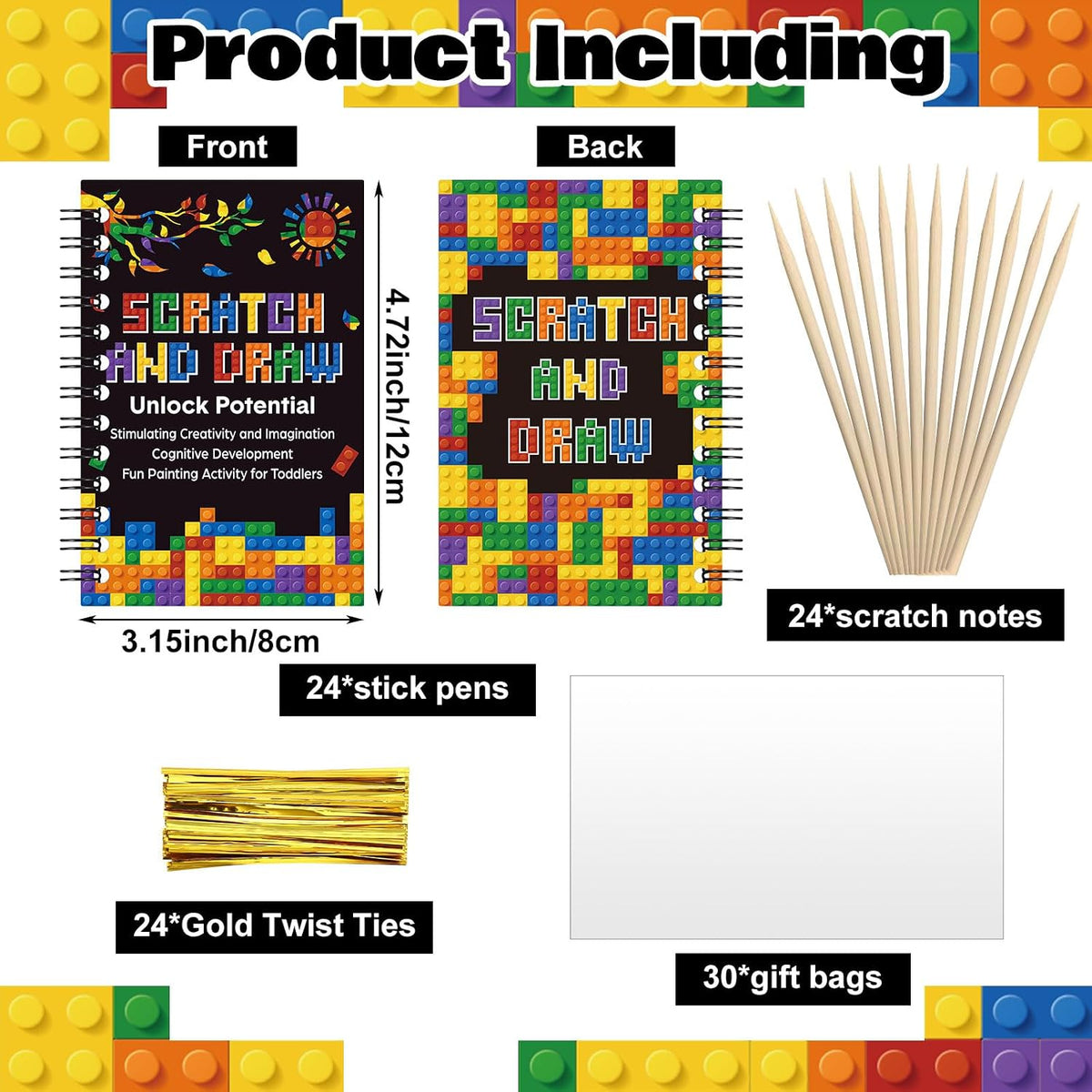 Pasimy Juego de 24 cuadernos de bloques de construcción a granel para